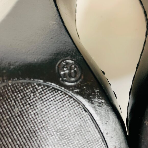 Merona Black Leather Slip-On Wedge Clogs Womens Size 9.5 Featuring Buckle Detail - Picture 11 of 14